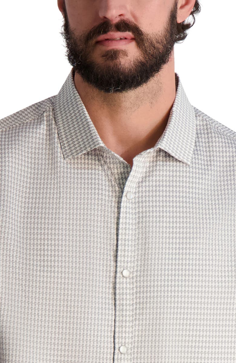 KARL LAGERFELD PARIS Karltooth Short Sleeve Shirt, Alternate, color, Grey/ White Combo