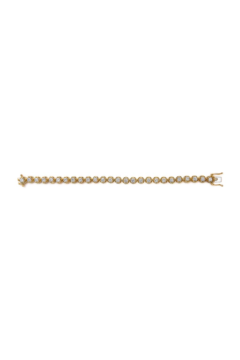 14K Yellow Gold Plated Silver 3 9/10 Cttw Diamond Buttercup Style Tennis Bracelet, Alternate, color, Yellow