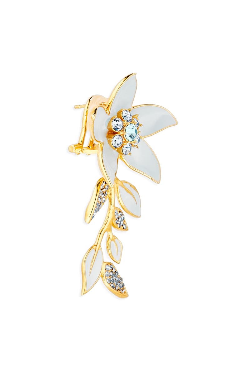 Oscar de la Renta Jasmin Vine Enamel Flower Drop Earrings, Alternate, color, 