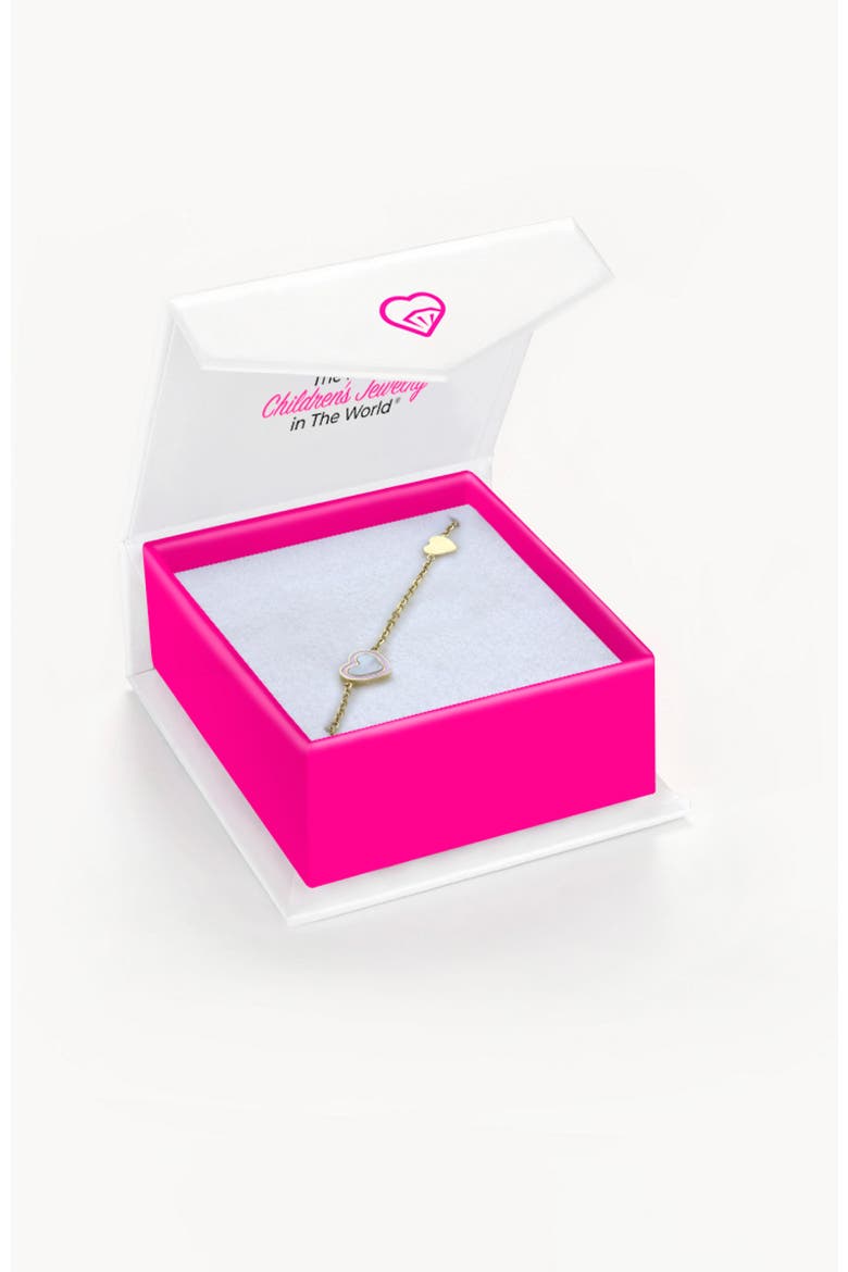 14k Mother of Pearl Heart Bracelet, Alternate, color, Pink