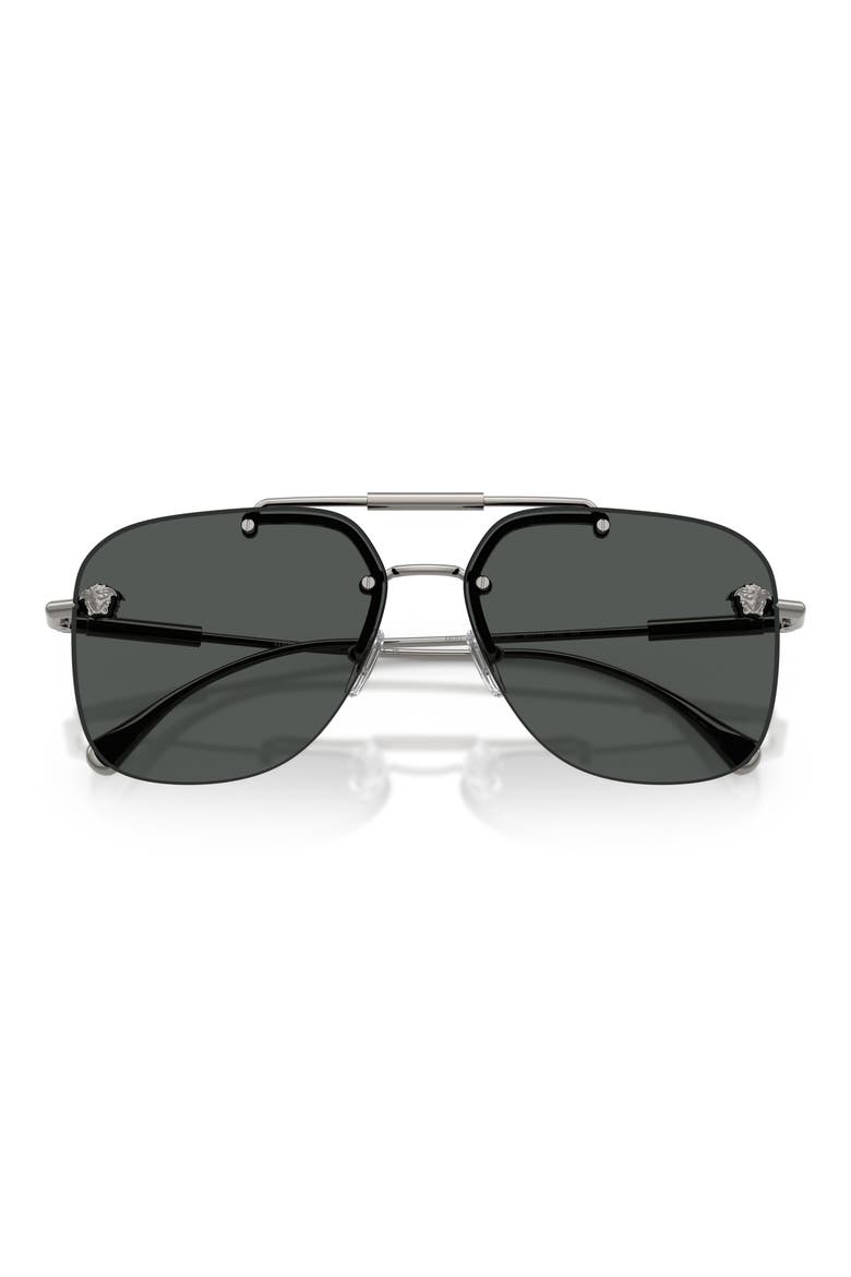 60mm Square Sunglasses, Alternate, color, GUNMETAL / DARK GREY