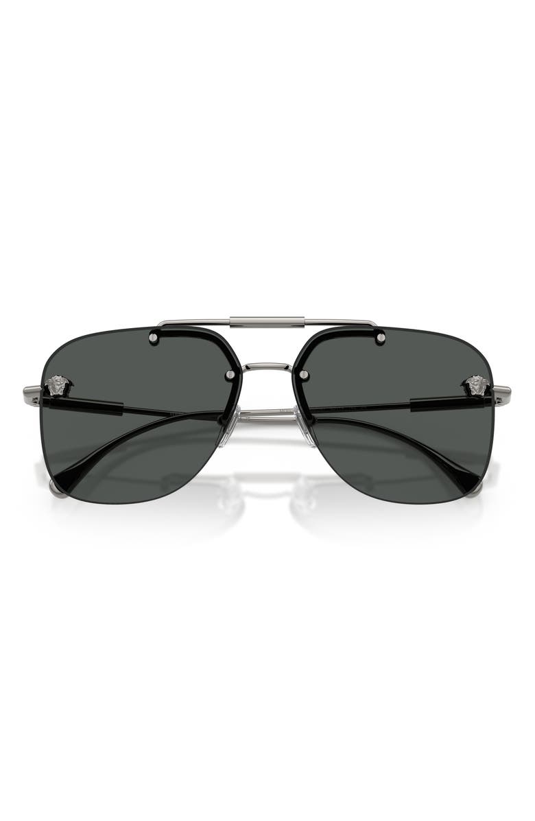 Versace 60mm Square Sunglasses, Alternate, color, Gunmetal / Dark Grey