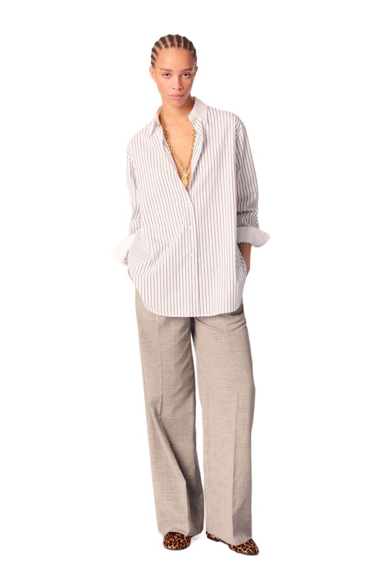 maje Rhinestone striped shirt, Main, color, Black / White Stripes