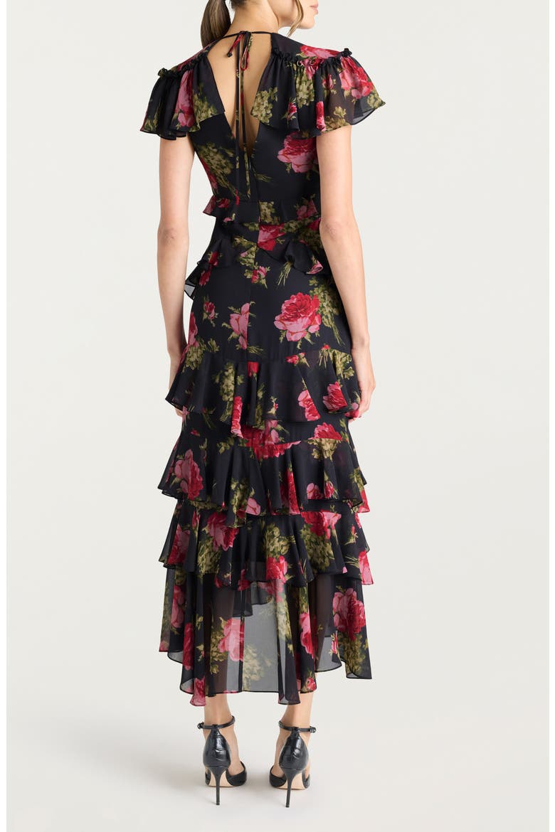 Tatum Floral Tiered Ruffle Maxi Dress, Alternate, color, OBSIDIAN MULTI