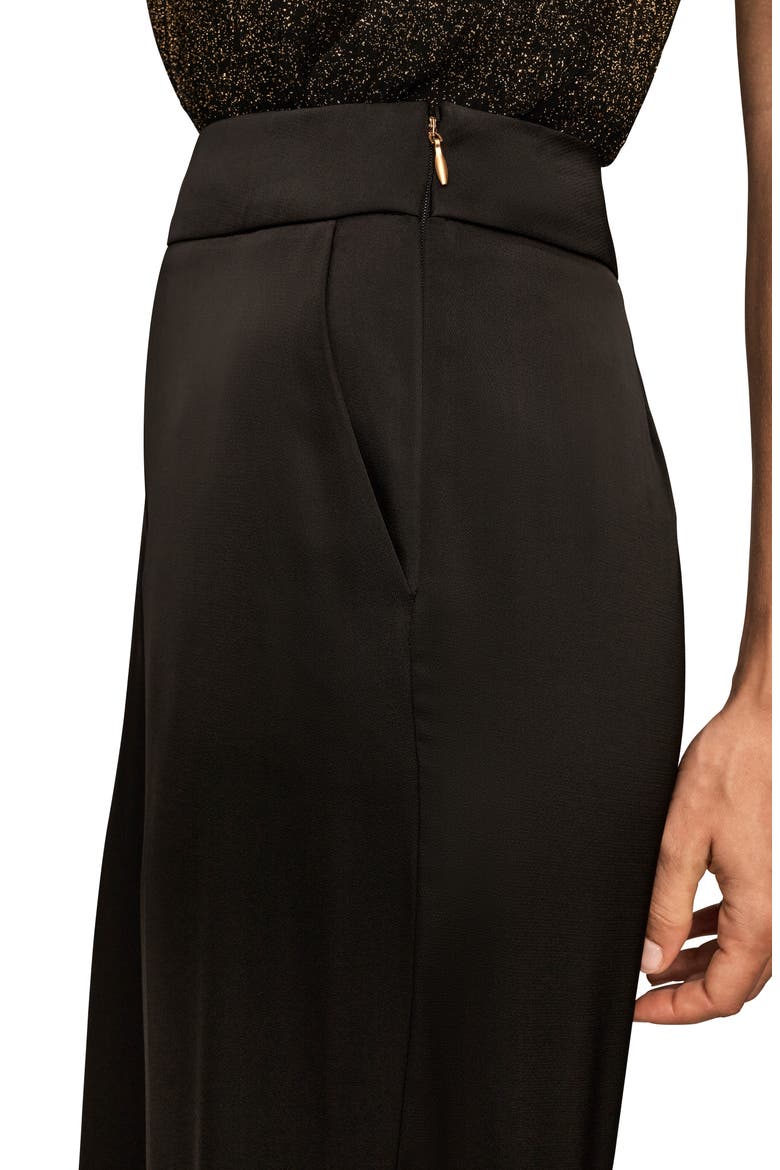 Wide Leg Charmeuse Pants, Alternate, color, BLACK