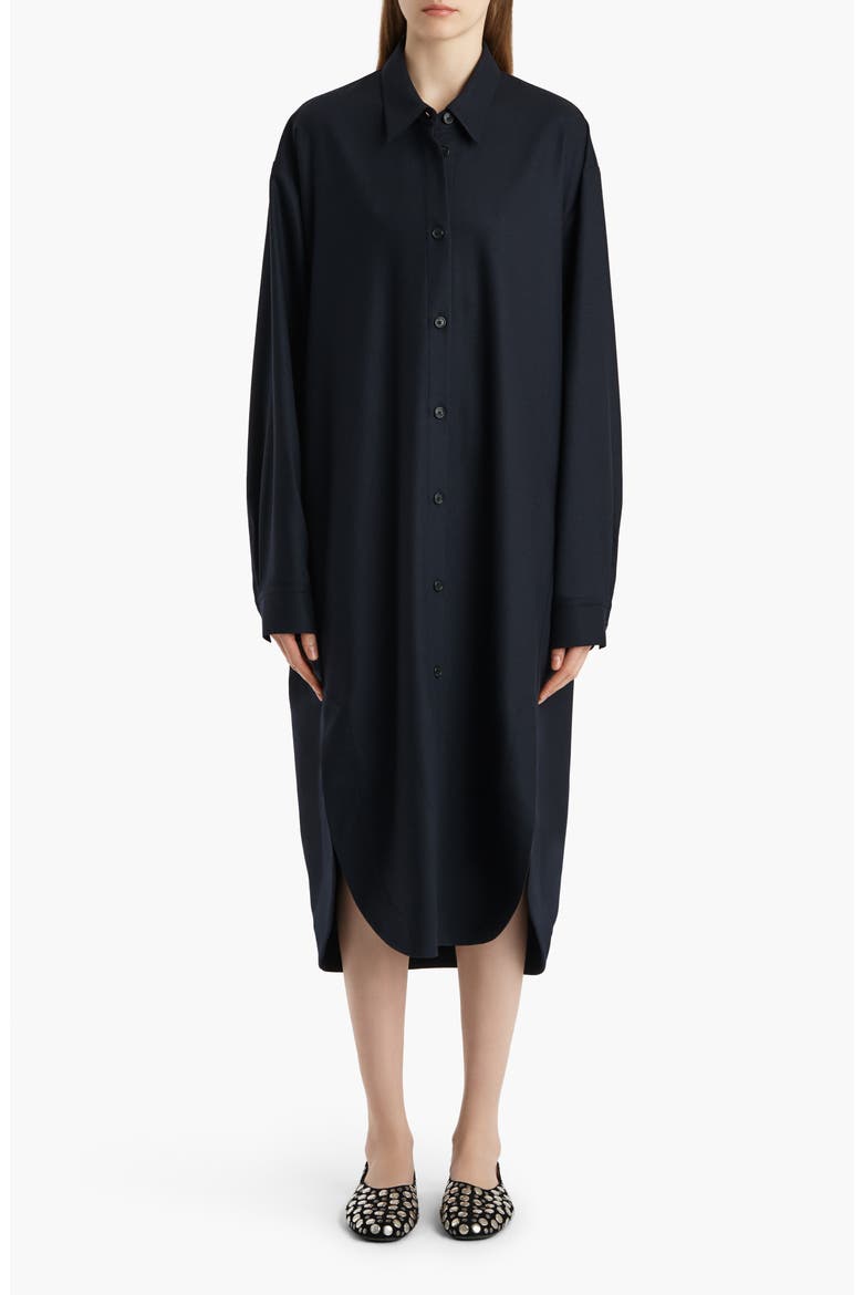 Gloria Long Sleeve Cotton Poplin Shirtdress, Main, color, DARK NAVY