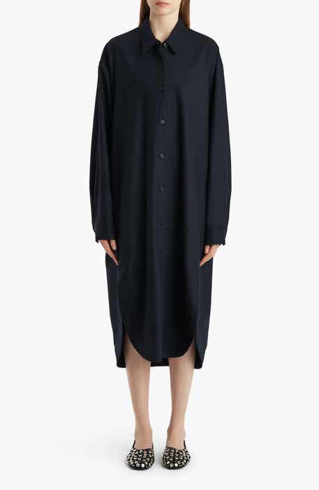 Gloria Long Sleeve Cotton Poplin Shirtdress