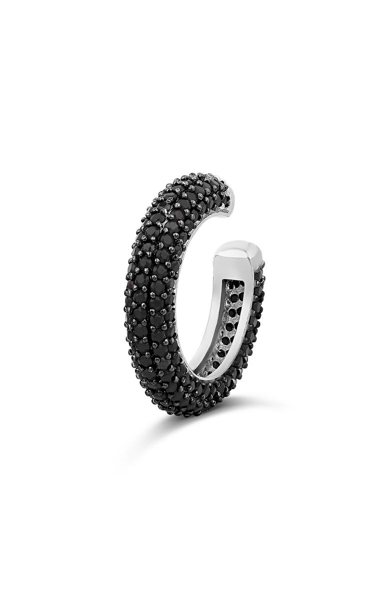 SHYMI Pavé Ear Cuff, Main, color, Silver/ Black