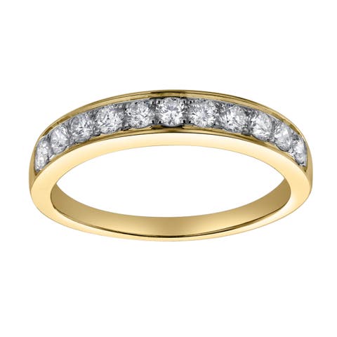 Apex 14K Gold Round Diamond Studded Band Ring - 0.5cts