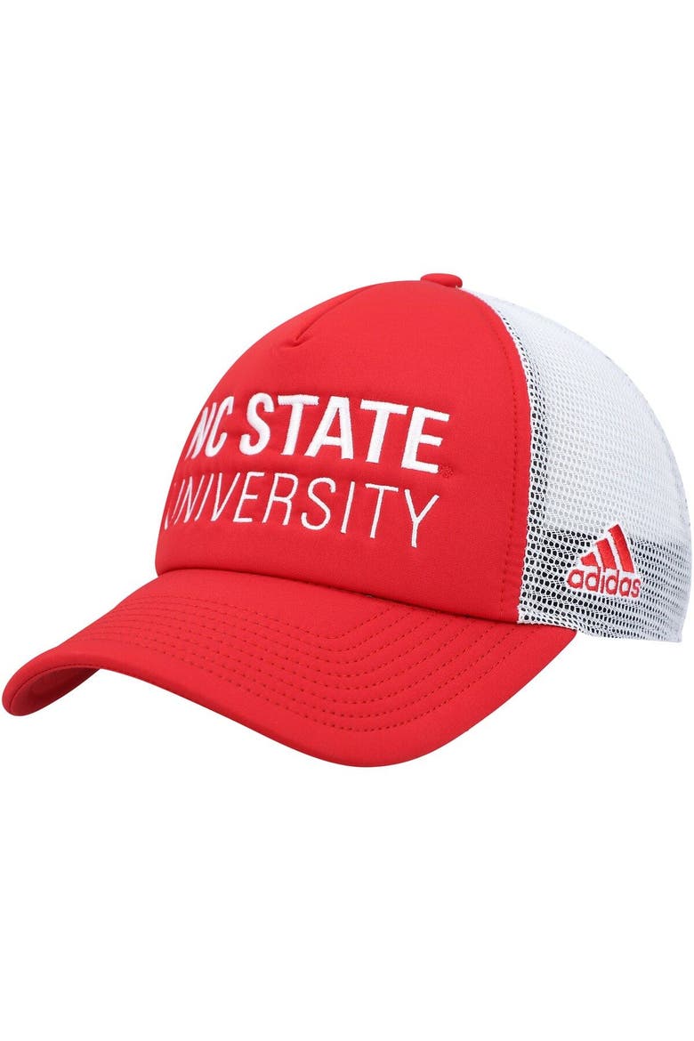 Men's adidas Red/White NC State Wolfpack Foam Trucker Snapback Hat, Main, color, Red