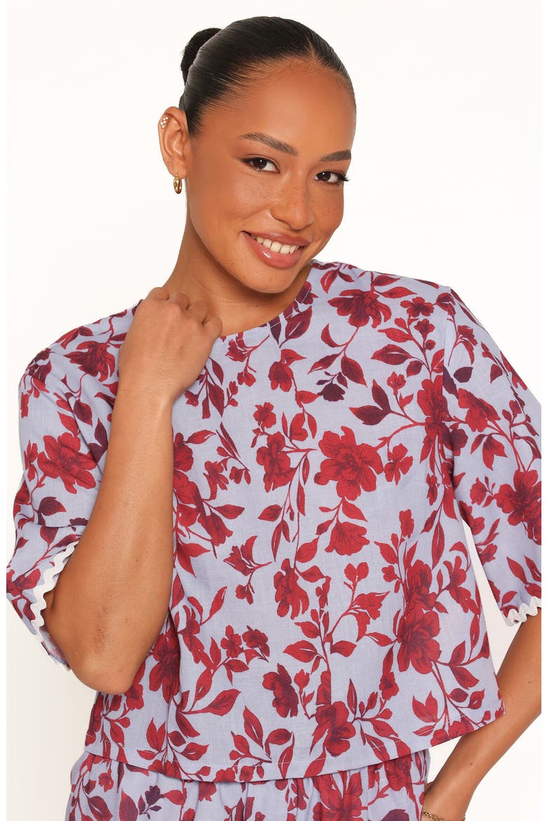 Hilde Two-Piece Short Set, Alternate, color, BURGUNDY FLORAL