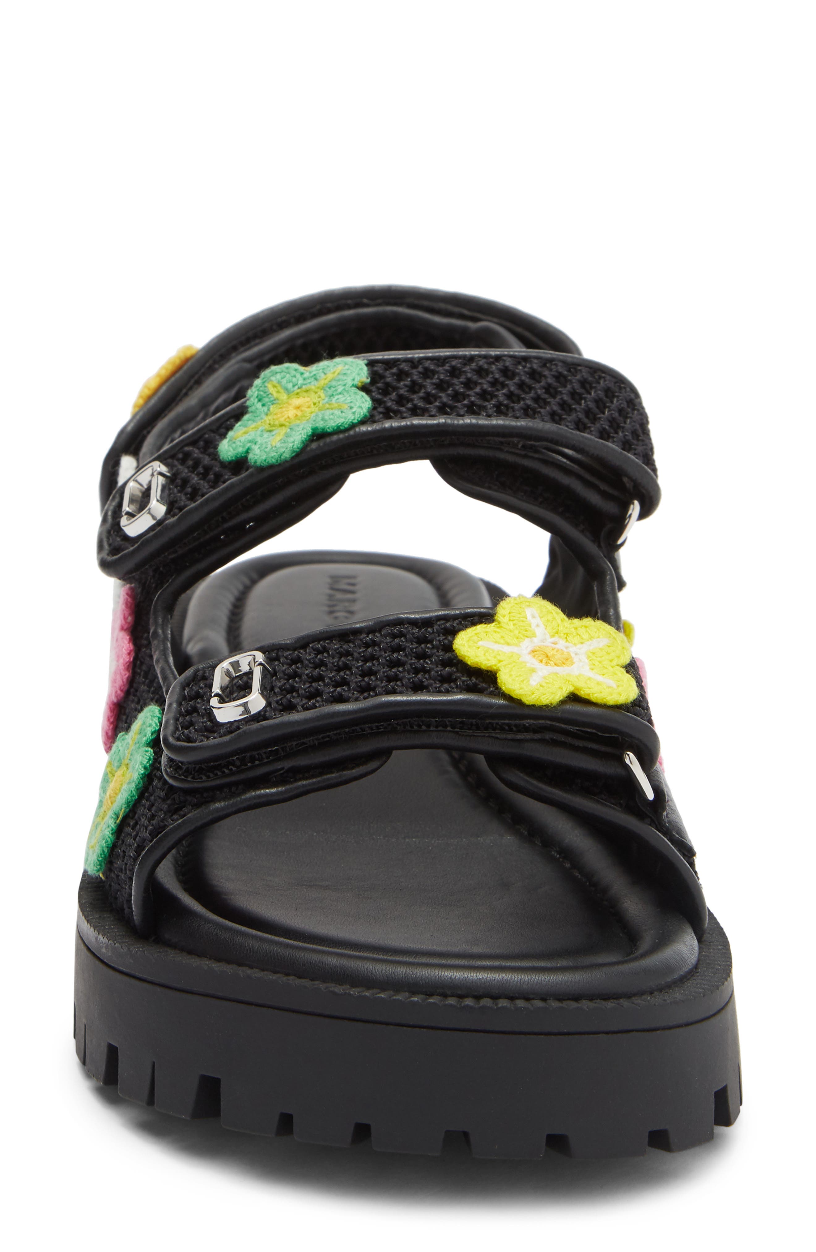 Marc Jacobs Crocheted Daisy Platform Sandal, Alternate, color, Black Multi