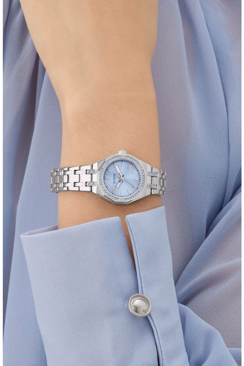Pixie Crystal Detail Bracelet Watch, 25mm, Alternate, color, SILVER TONE