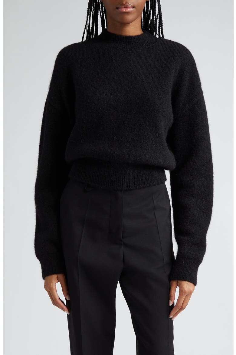 La Maille Logo Jacquard Alpaca & Merino Wool Blend Sweater, Main, color, BLACK