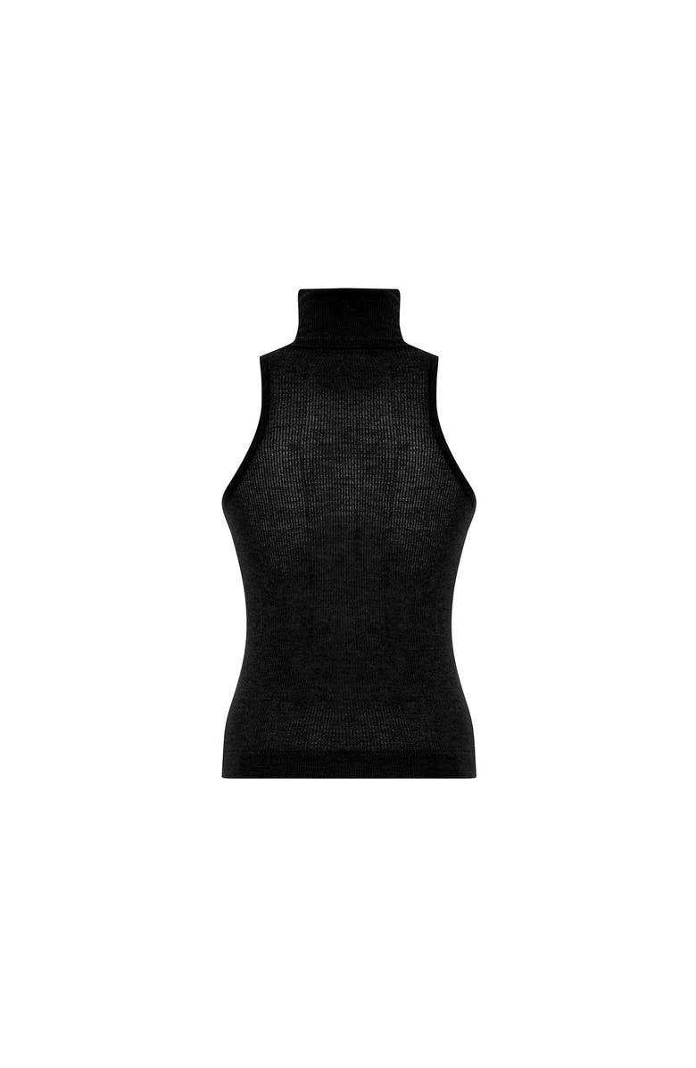 THEO The Label Nomia Sheer Knit Sleeveless Turtleneck, Alternate, color, Black
