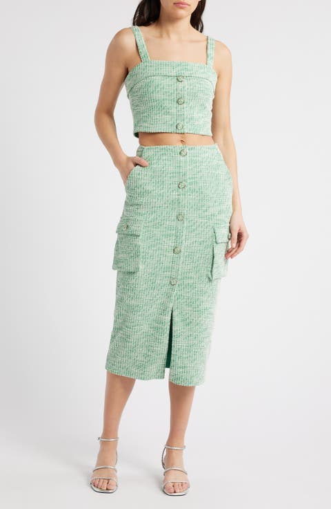 Roland Tweed Crop Top & Pencil Skirt Set
