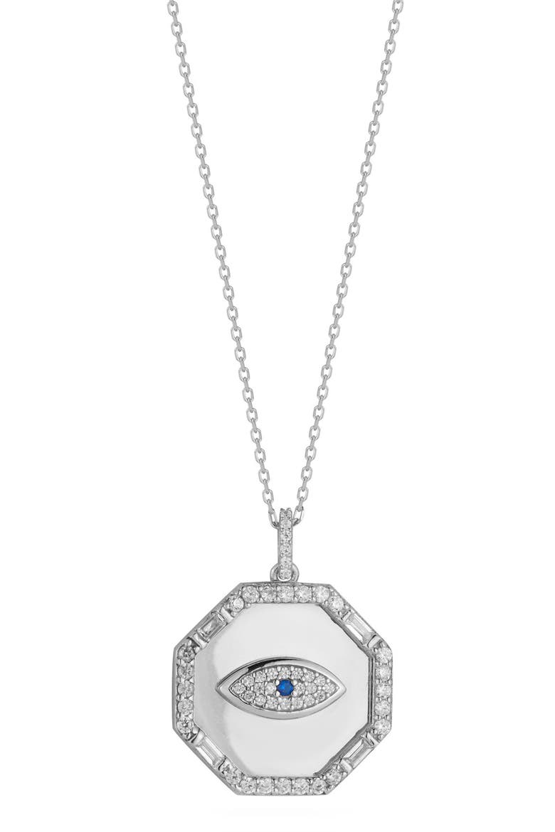 CZ Evil Eye Pendant Necklace, Main, color, SILVER