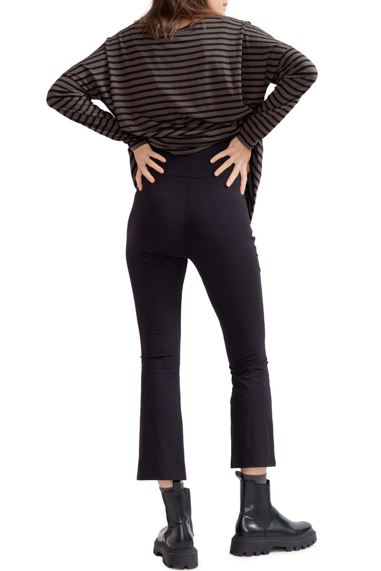 The Maternity Bodyflex Crop Flare Legging, Alternate, color, Black
