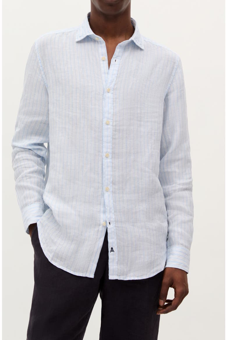 New Fancy Linen Shirt, Main, color, Skyblue Stripes