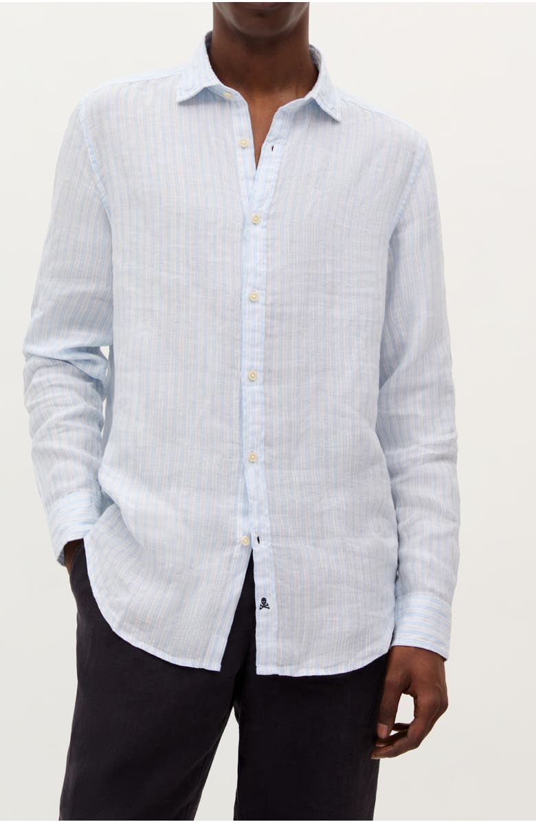 Scalpers New Fancy Linen Shirt, Main, color, Skyblue Stripes