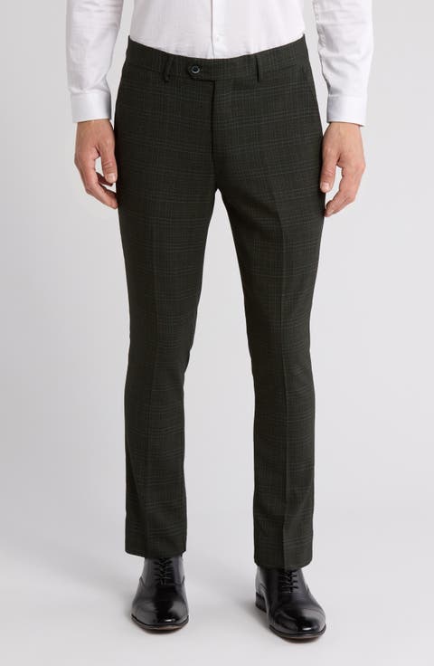Plaid Slim Fit Dress Pants