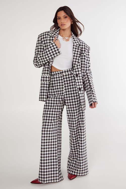 Nasty Gal Gingham Tailored Blazer In Black