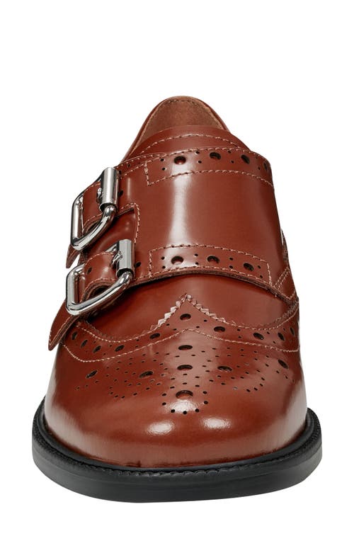 Marc Fisher Ltd Parker Wingtip Monk Strap Shoe In Medium Brown