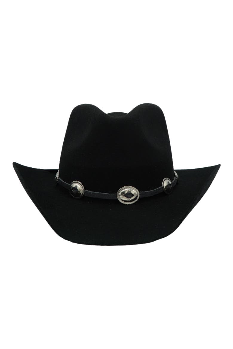 Texan Buckle Trim Wool Cowboy Hat, Main, color, BLACK