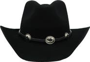 MODERN MONARCHIE Texan Buckle Trim Wool Cowboy Hat