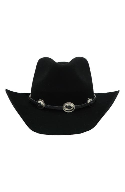 MODERN MONARCHIE Texan Buckle Trim Wool Cowboy Hat in Black  product