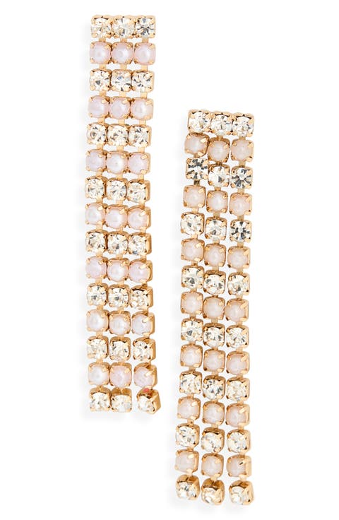 Crystal & Faux Pearl Fringe Drop Earrings