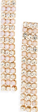 NORDSTROM RACK Crystal & Faux Pearl Fringe Drop Earrings