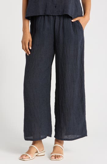 Eileen Fisher Organic Linen Ankle Wide Leg Pants