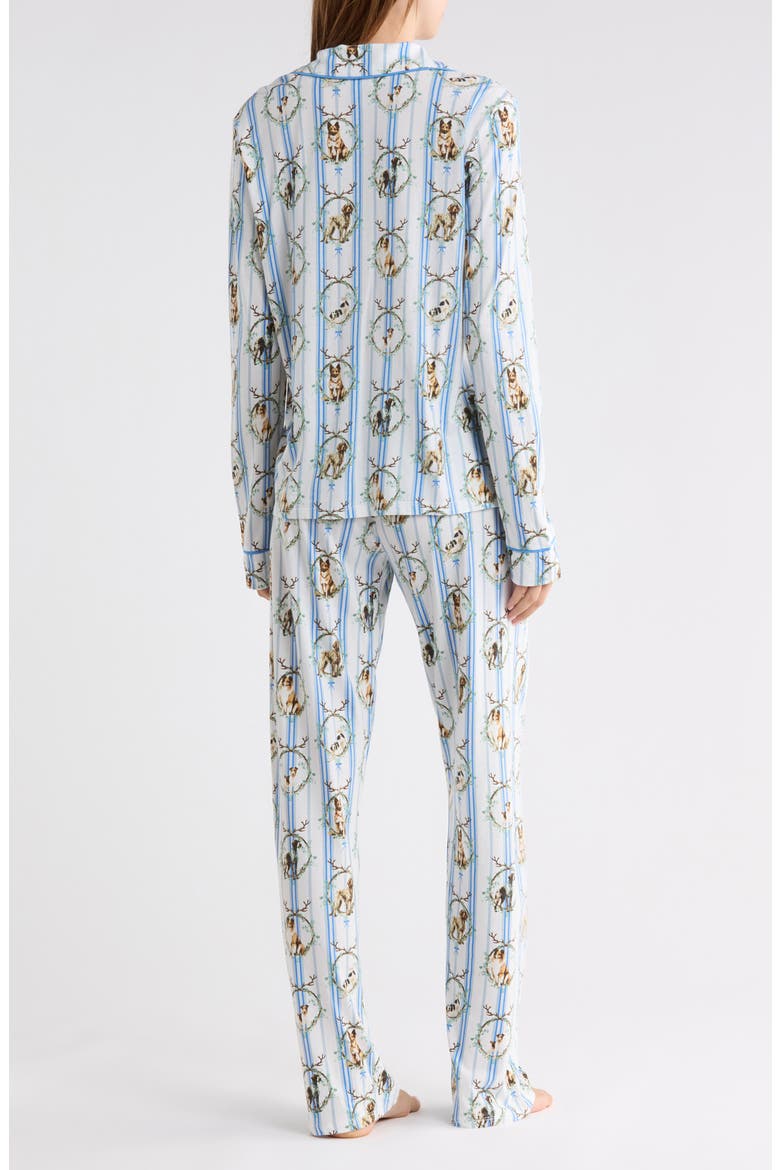 Cotton Blend Notch Collar Pajamas, Alternate, color, WOODLAND PUPS STRIPE