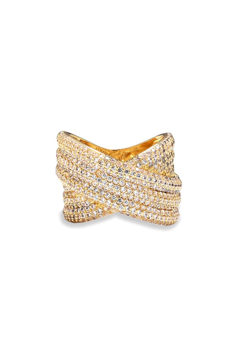 Sena Rose Cubic Zirconia Statement Ring, Alternate, color, GOLD
