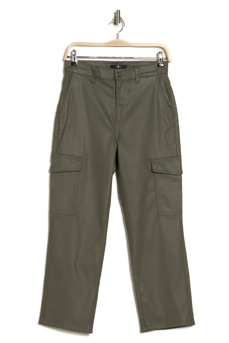 Logan Coated High Waist Ankle Straight Leg Cargo Pants, Alternate, color, SAGE COATED