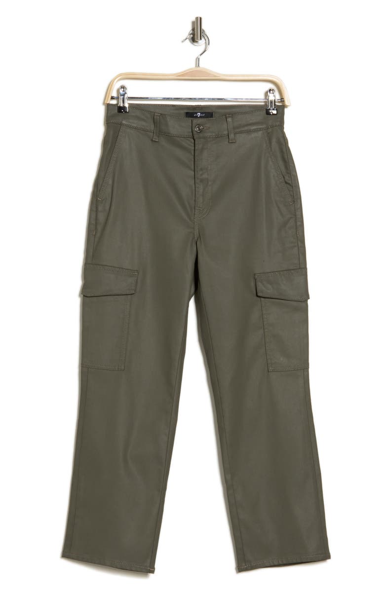 7 For All Mankind Logan Coated High Waist Ankle Straight Leg Cargo Pants, Alternate, color, Sage Coated