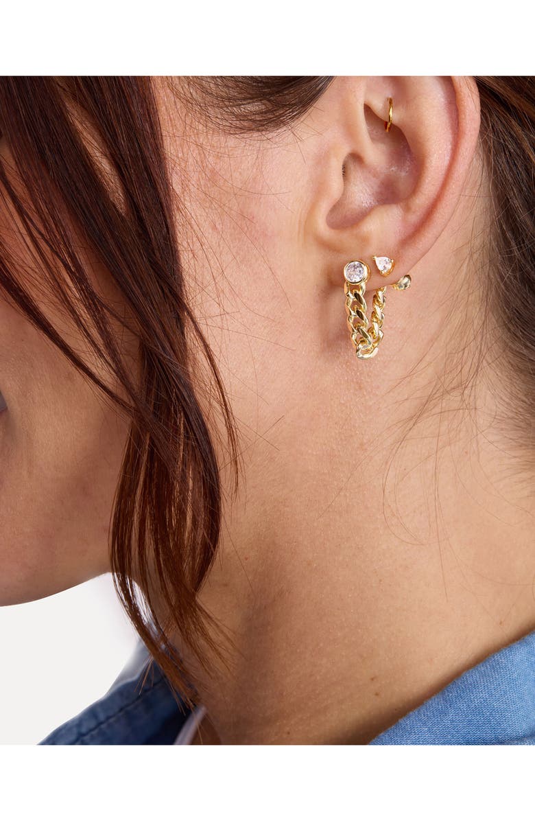 Melinda Maria Julian Soft Chain Hoop Earrings, Alternate, color, Gold-White