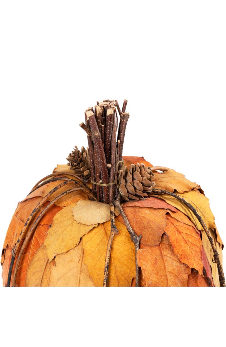 Northlight Artificial Leaves Layered Pumpkin with Pinecones Fall Harvest Decoration - 9.75", Alternate, color, Orange