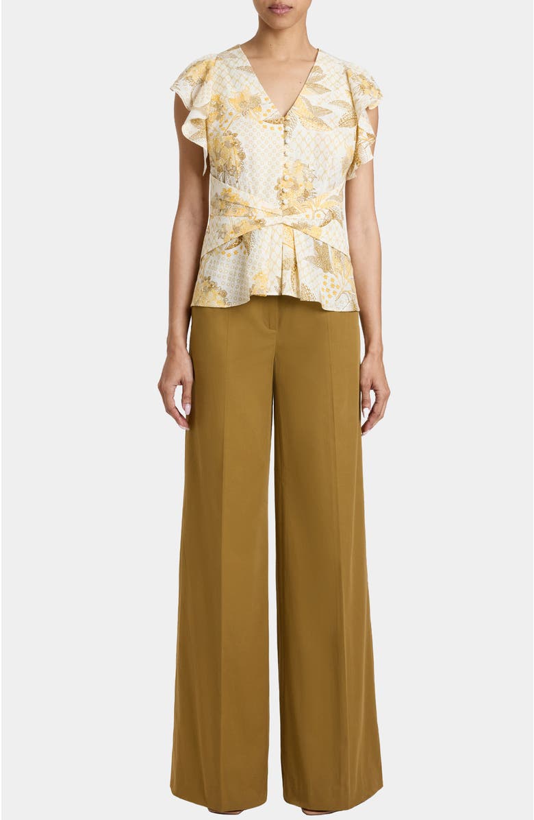 Santorelli LILY Wide Leg Pants with Slanted Side Pockets in Stretch Cotton, Alternate, color, 