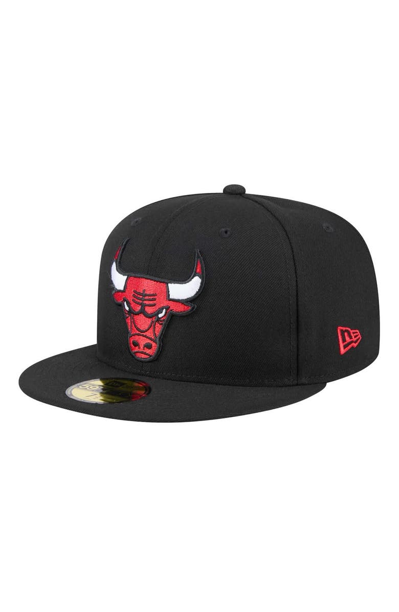 New Era Men's New Era Black Chicago Bulls Throwback Pennant 59FIFTY Fitted Hat, Alternate, color, 