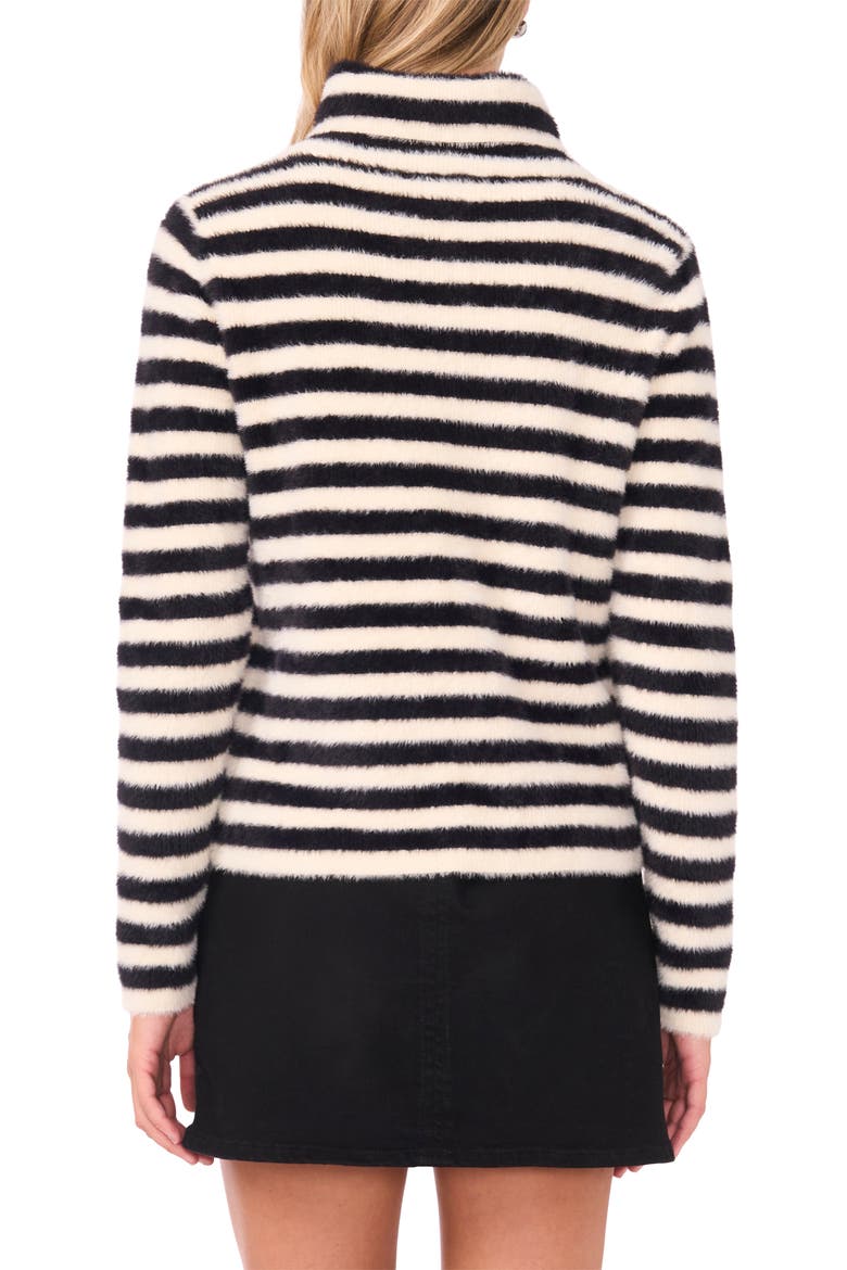 Fuzzy Stripe Sweater, Alternate, color, RICH BLACK