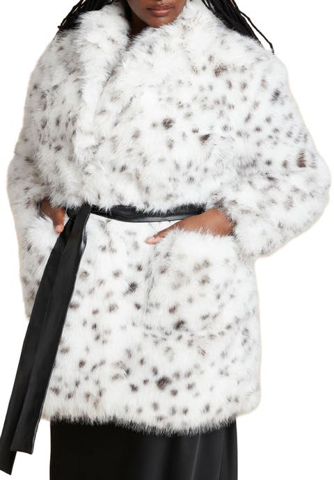 Snow Leopard Belted Coat (Plus)