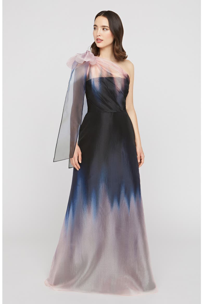 fall ombre dress Victoria One Shoulder Satin Ombré Gown (Women)