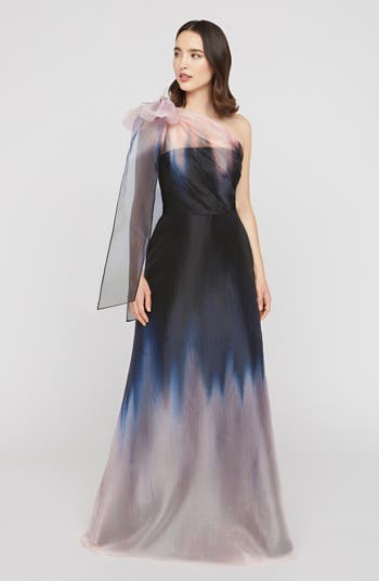 Kay Unger Victoria One Shoulder Satin Ombr Gown | Nordstrom Kay Unger Victoria One Shoulder Satin Ombr Gown | Nordstrom