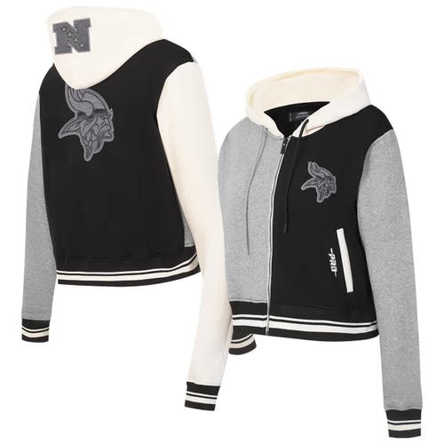 Pro Standard Gray Minnesota Vikings Reverse French Terry Colorblock Full-zip Hoodie