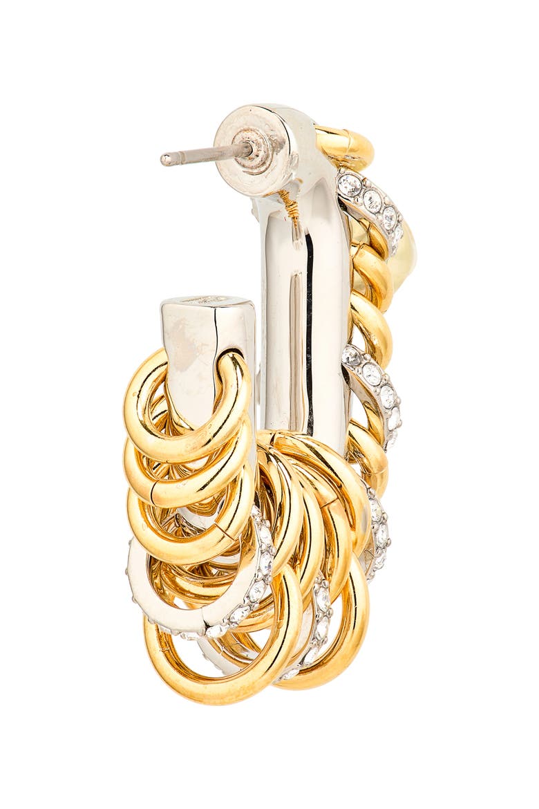 Small Punk XL Link Pierced Mixed Metal Open Oval Hoop Earrings, Alternate, color, GOLD / SILVER