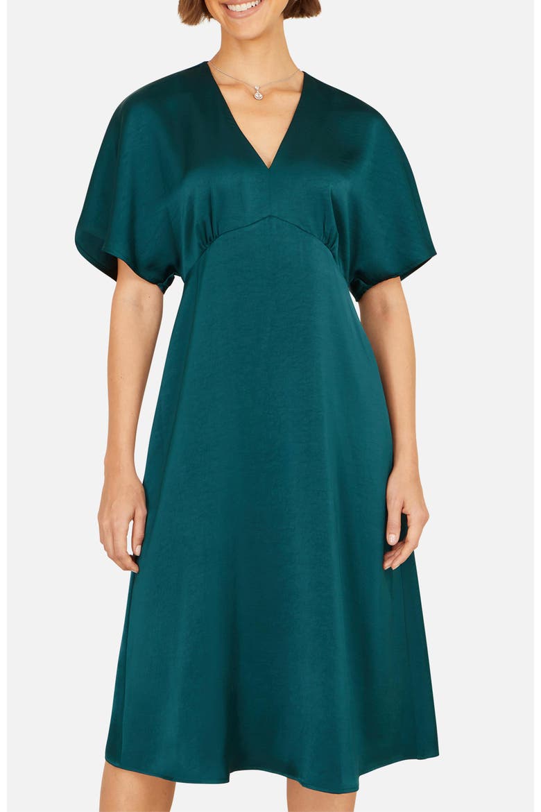 Satin Midi Dress, Alternate, color, Green