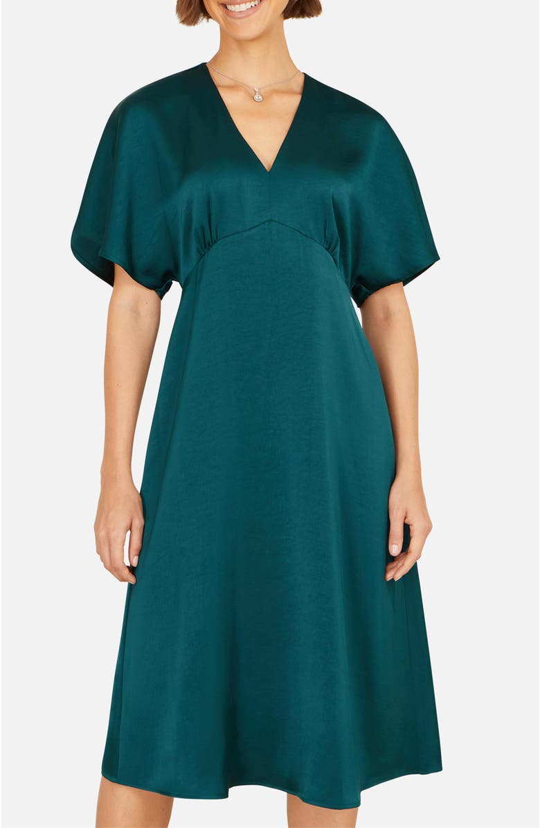 Yumi Satin Midi Dress, Alternate, color, Green