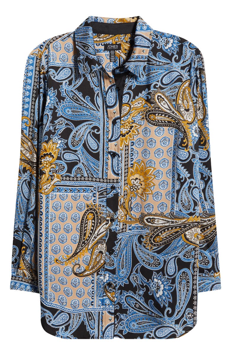 Jones New York Mixed Paisley Button-Up Shirt, Alternate, color, Blue Lagoon Multi